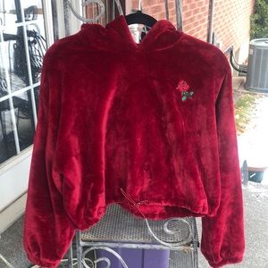 Velour cropped hoodie